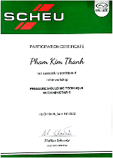 Chứng nhận tham gia workshop kỹ thuật ép áp suất với MINISTARS S – cấp bởi SCHEU-DENTAL GmbH cho BS Phạm Kim Thành