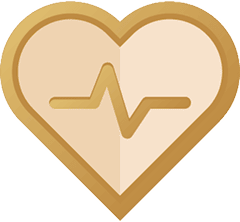 Biểu tượng trái tim viền vàng với nhịp tim ở giữa – đại diện cho sự quan tâm đến sức khỏe và dịch vụ chăm sóc y tế tại Nha Khoa Phương Thành