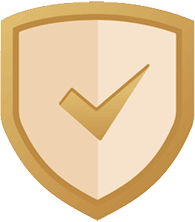 Biểu tượng khiên vàng với dấu tích xác nhận ở giữa – đại diện cho sự bảo vệ, uy tín và cam kết chất lượng dịch vụ nha khoa tại Nha Khoa Phương Thành