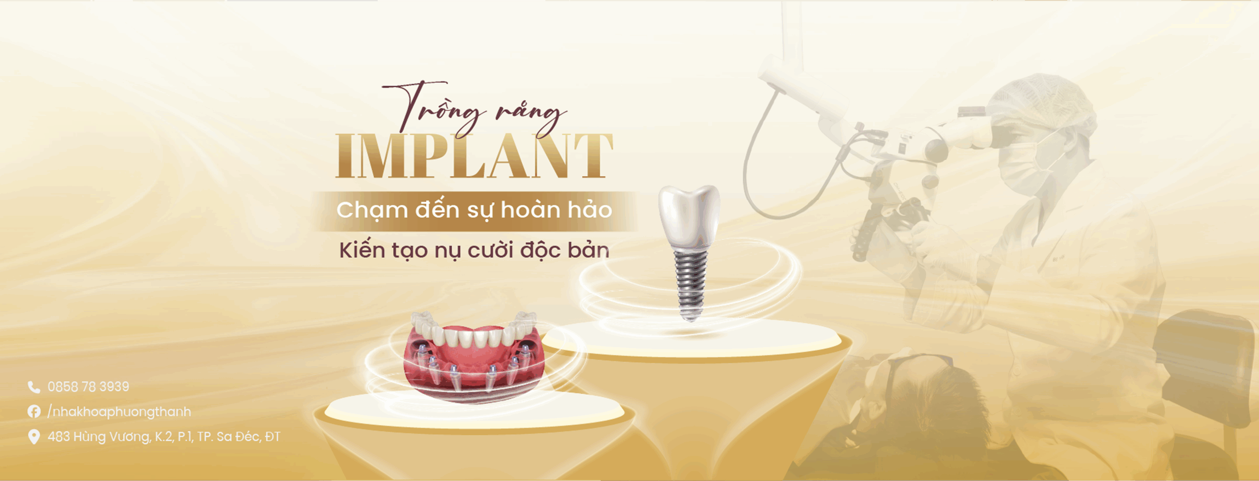 Banner quảng bá dịch vụ trồng răng implant – công nghệ hiện đại kiến tạo nụ cười hoàn hảo tại Nha Khoa Phương Thành