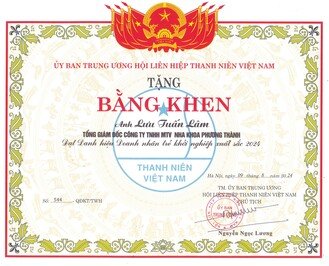 Bằng khen của Hội Liên hiệp Thanh niên Việt Nam trao cho ông Lưu Tuấn Linh vì thành tích xuất sắc trong phong trào thanh niên khởi nghiệp năm 2023