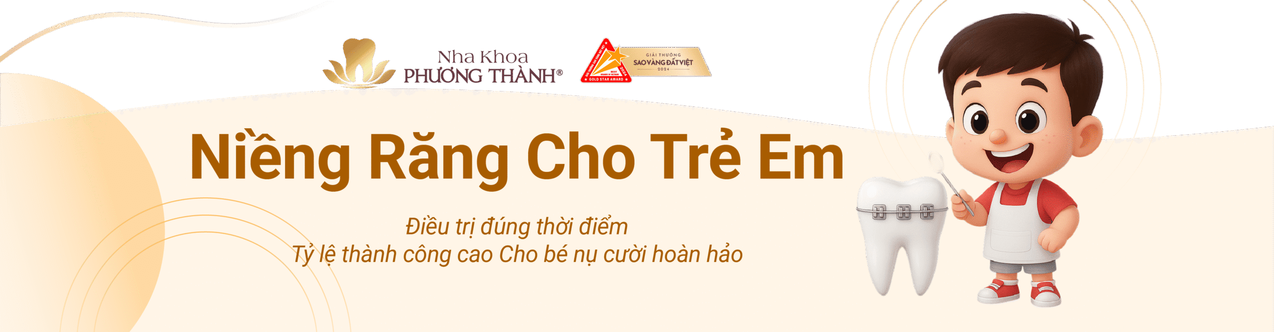 Banner quảng cáo dịch vụ Niềng răng cho trẻ em tại Nha khoa Phương Thành