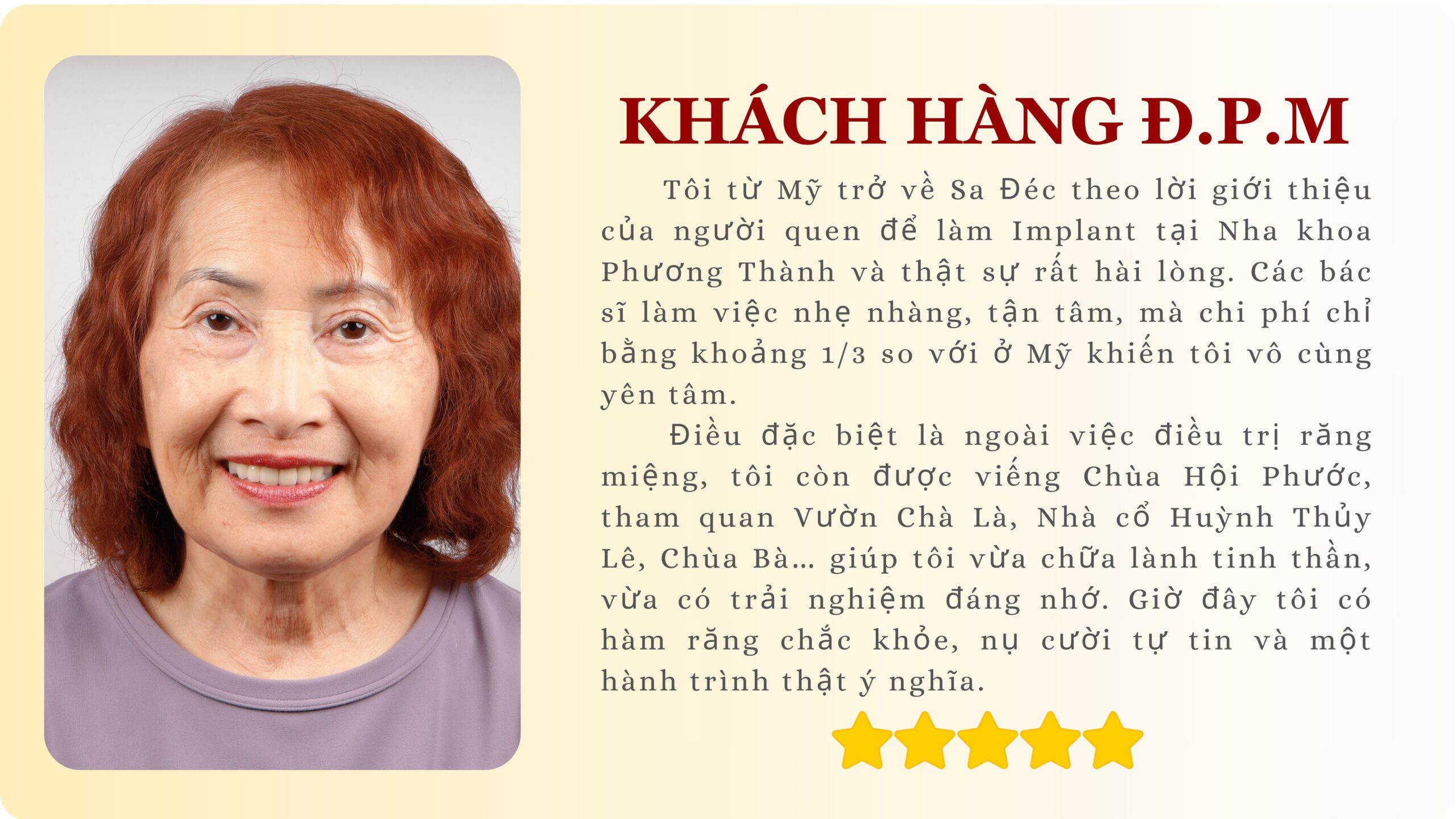 Cảm nhận khách hàng sau khi cấy ghép implant toàn hàm tại Nha khoa Phương Thành