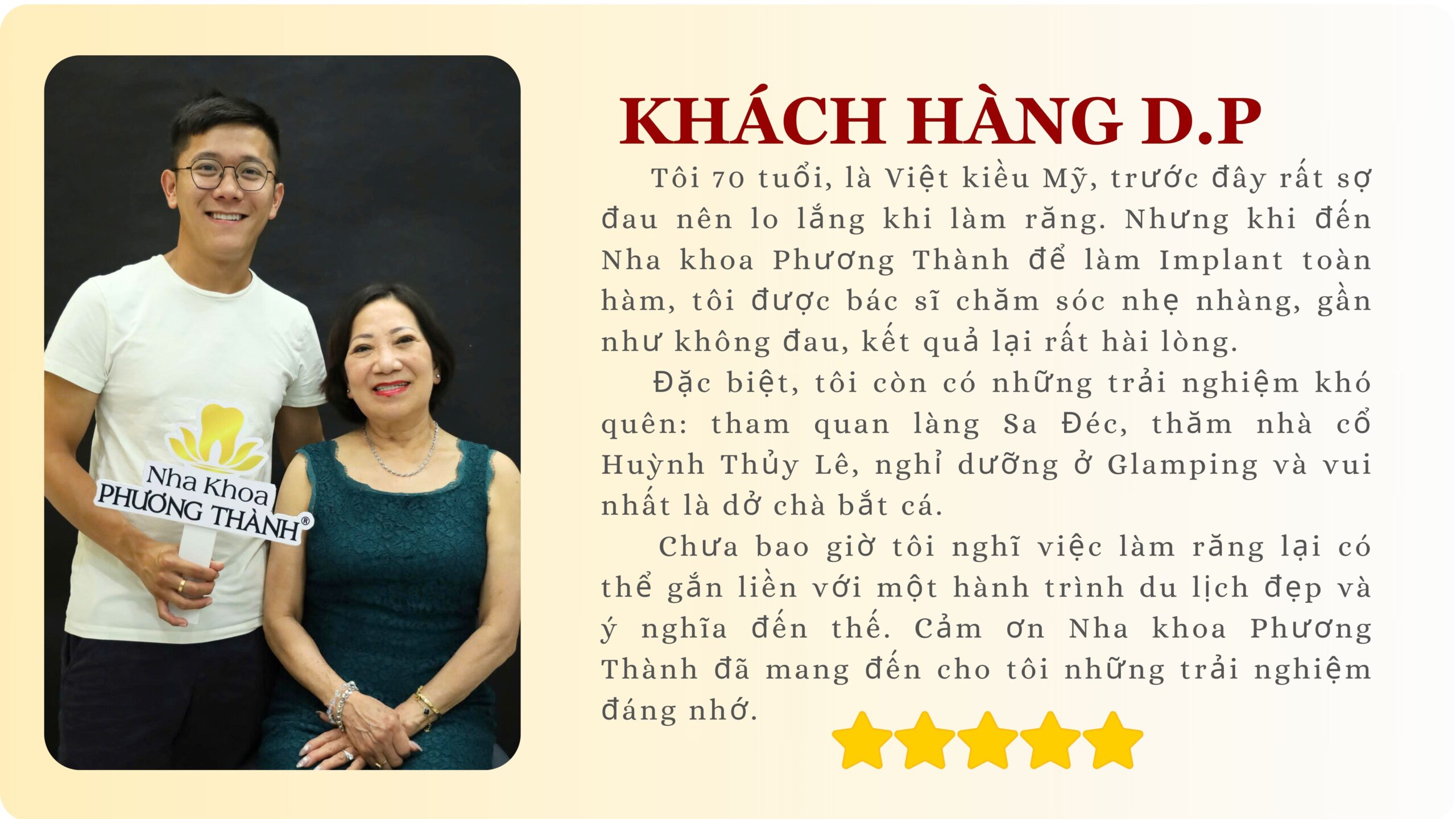 Cảm nhận của khách hàng Việt kiều Mỹ về trải nghiệm làm răng Implant không đau tại Nha khoa Phương Thành – dịch vụ kết hợp du lịch nha khoa