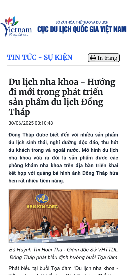 Du lịch nha khoa - Hướng đi mới trong phát triển sản phẩm du lịch Đồng Tháp