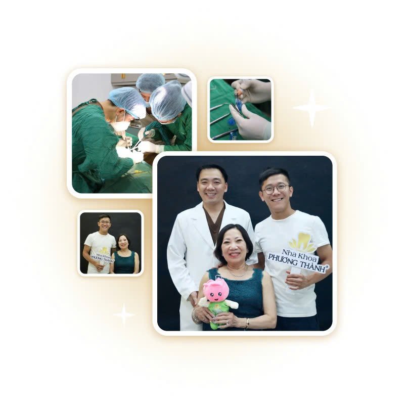 Quy trình cấy ghép Implant vô trùng và hình ảnh khách hàng hài lòng cùng Bác sĩ tại Nha khoa Phương Thành